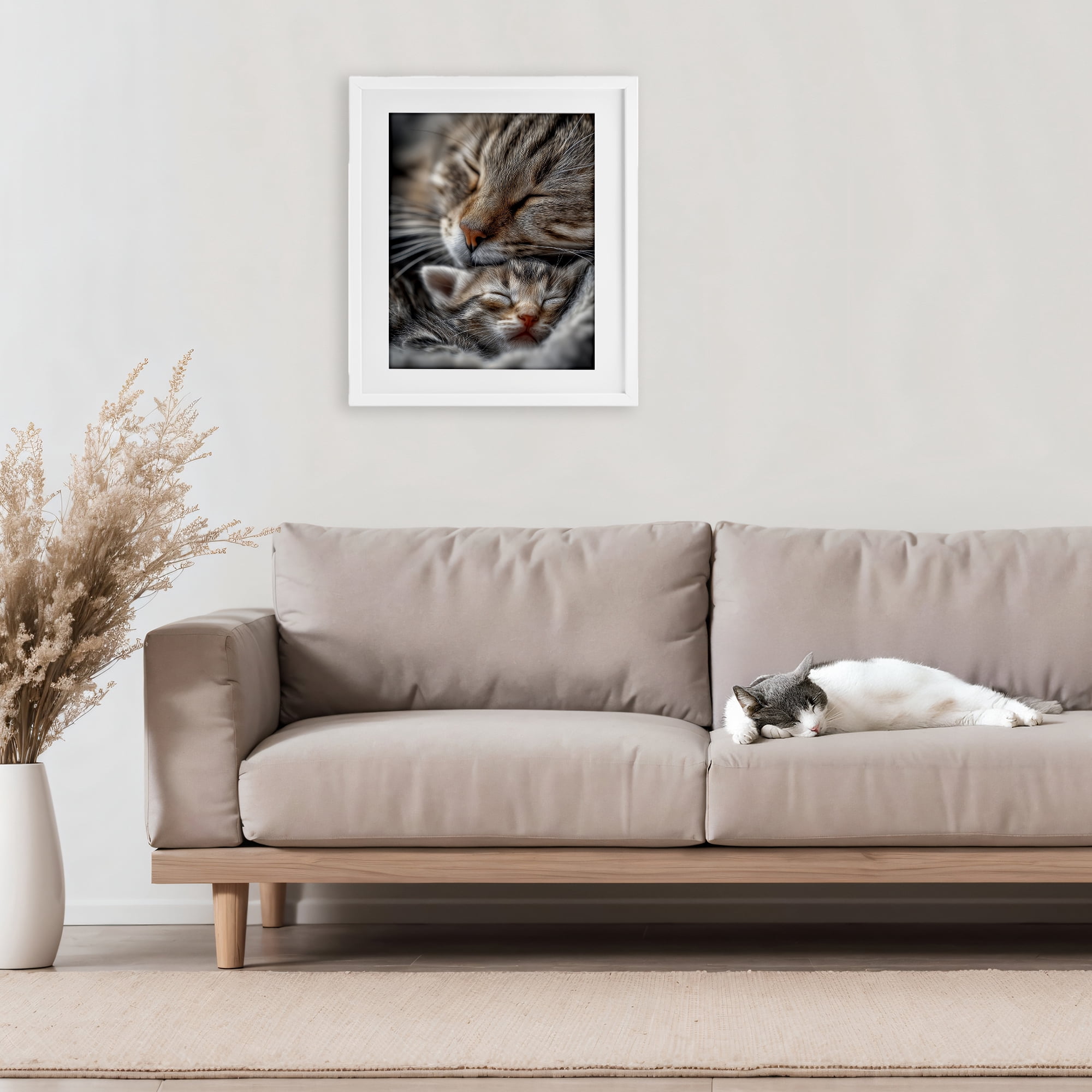 Stupell Industries Kitty Love Cuddles White Framed Print Under Glass, design by Scott Stulberg