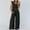 Black, variant on Womens Fashion Summer Solid Casual V Neck Sleeveless Belted High Waist Long Pants Rompers