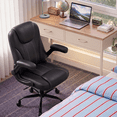 thumbnail image 3 of Pinmoco Ergonomic PU Leather Office Chair, High Back Executive Computer Desk Chair with Double-Layer Cushion, Swivel Gaming Chair with Wheels and Flip-Up Armrests, Black, 3 of 12