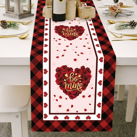 

Valentine s Day Tablecloth Wedding Party Heart Tablecloth Table Runner 108 Inch Long Non-Slip Dining Table Runners