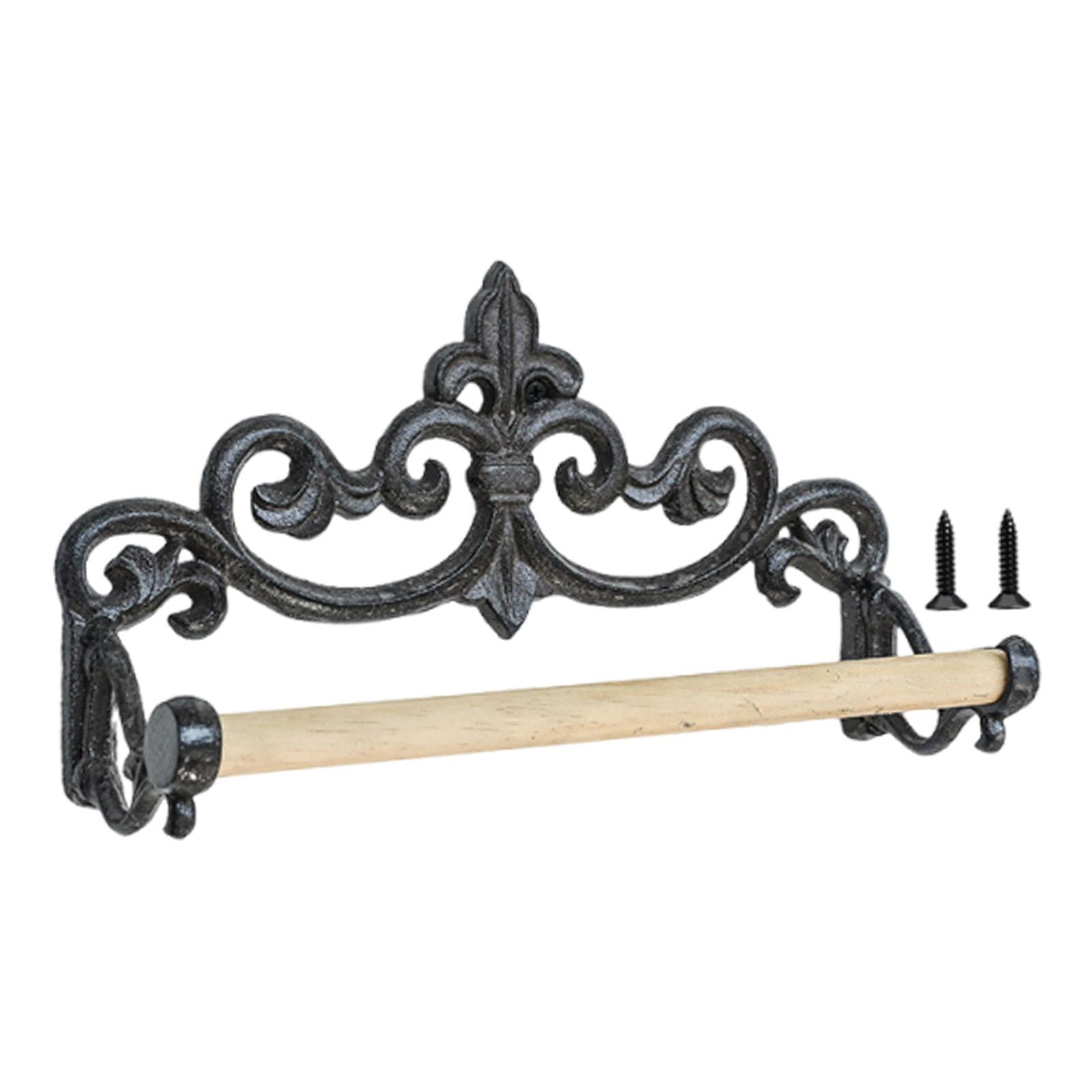 Fiocias Iron Wall Toilet Paper Holder Retro Style Smart Tissue Roll Rack Sturdy Bathroom Style B