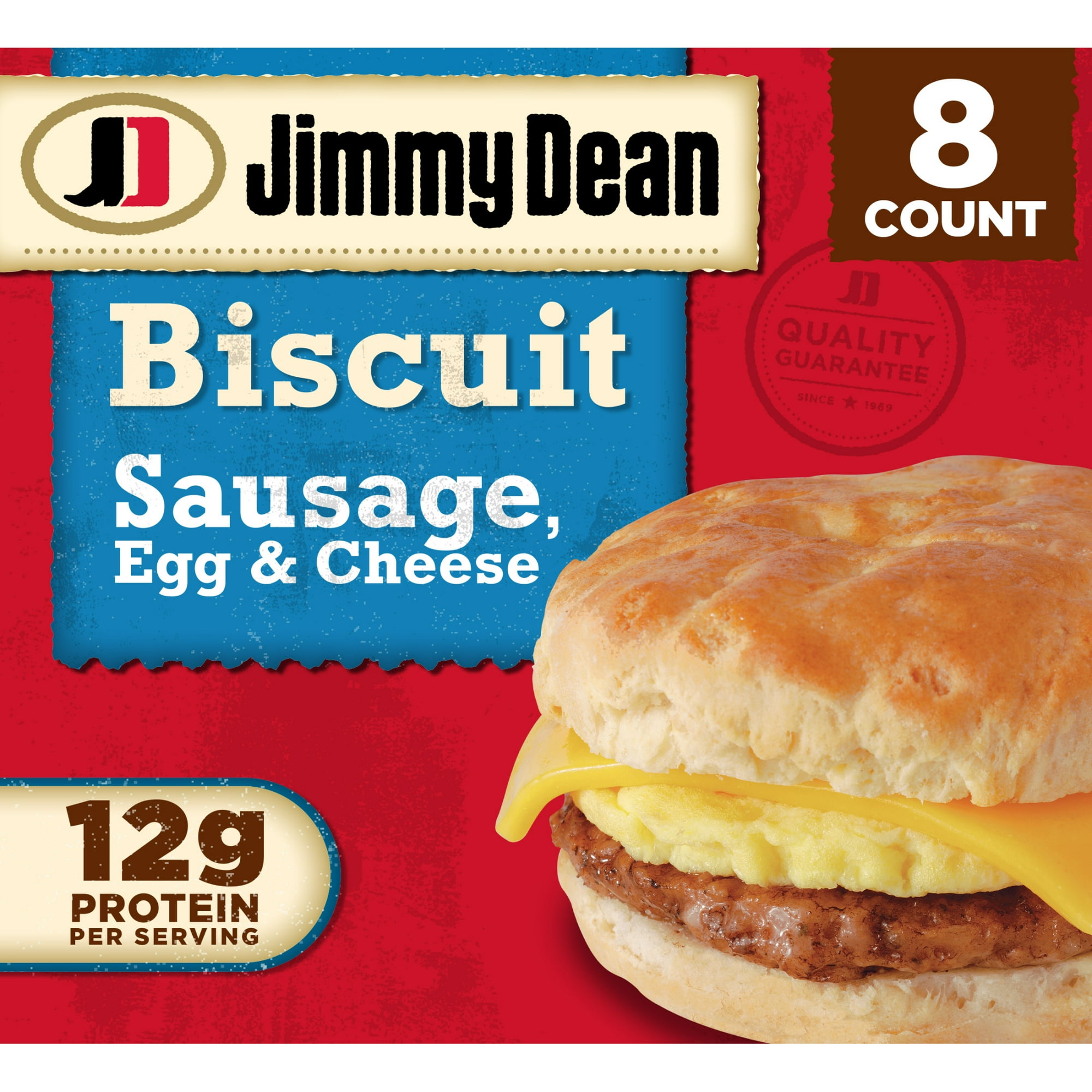 Jimmy Dean Frozen Breakfast Sandwich, Sausage Egg & Cheese Biscuit, 36 oz, 8 Count