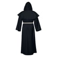 thumbnail image 4 of SXcggal Men's Hooded Cloak Robe Solid Color Priest Monk Clothes Outfit Versatile Casual Unique Clothes, 4 of 4