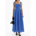 thumbnail image 5 of PRETTYGARDEN Womens Sleeveless Maxi Summer Dresses Hollow Out Eyelet Square Neck Ruffle Flowy Beach Vacation Sundress, 5 of 10