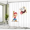 thumbnail image 4 of Ambesonne Baseball Shower Curtain, Happy Cartoon Whimsical, 69"Wx70"L, Cream Vermilion Ginger, 4 of 4