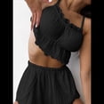 thumbnail image 4 of Conjunto de 2 Piezas para Mujer, Estilo Y2K, con Pantalones Cortos Divididos y Ribete de Encaje, Camisola de Verano y Pijama. Negro M, 4 of 7