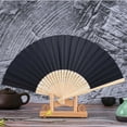 thumbnail image 3 of Taotanxi 7"Folding Fans Bamboo Handheld Folded Craft Hand Japanese Chinese Fans for Weddings Bridal Dancing Church DIY Decoration Women Kids Gift Party Favors (Black), 3 of 5