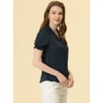 thumbnail image 4 of INSPIRE CHIC Women's Collar Top Button Front Short Sleeves to Work Shirt Navy Blue S, 4 of 4