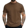 thumbnail image 4 of Men's Solid Color Crew Neck Short Sleeve T-Shirt, Soft Breathable Stretchy Casual Top, Lightweight Comfortable Basic Tee for Daily Wear Gym and Outdoor Activities Coffee L, 4 of 5