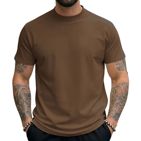Ohufall Mens Short Sleeve T Shirts Summer Mens Tee Shirts Loose Dry Fit Solid Color Casual Athletic Shirts