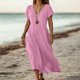 thumbnail image 1 of Traje de Falda Larga Para Mujer, Cuello En V, Vestido Informal de Lino, Atuendo de Primavera y Verano Con Sandalias, 1 of 3