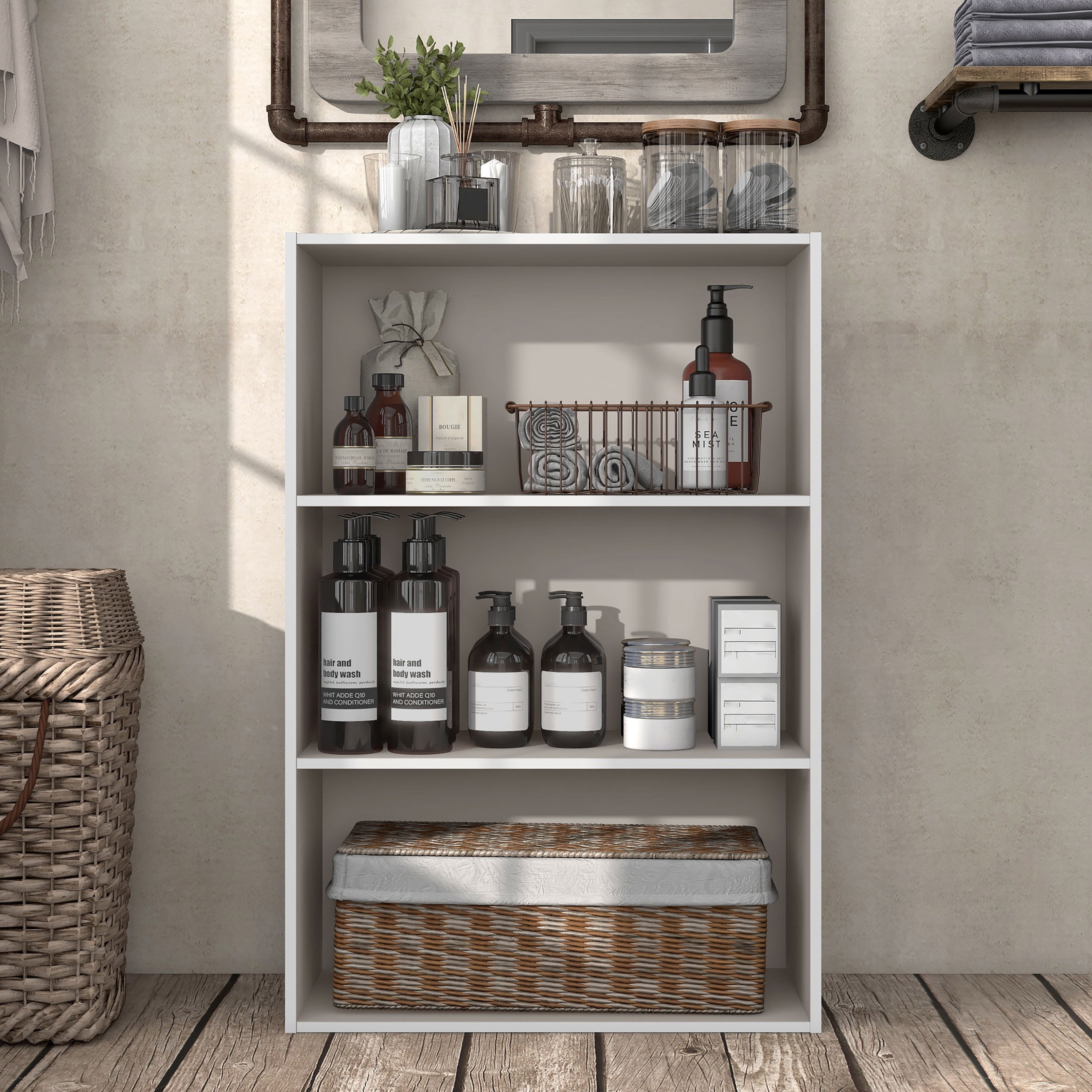 Furniture of America Brooks Stackable 3-Tier Wood Gray Bookcase