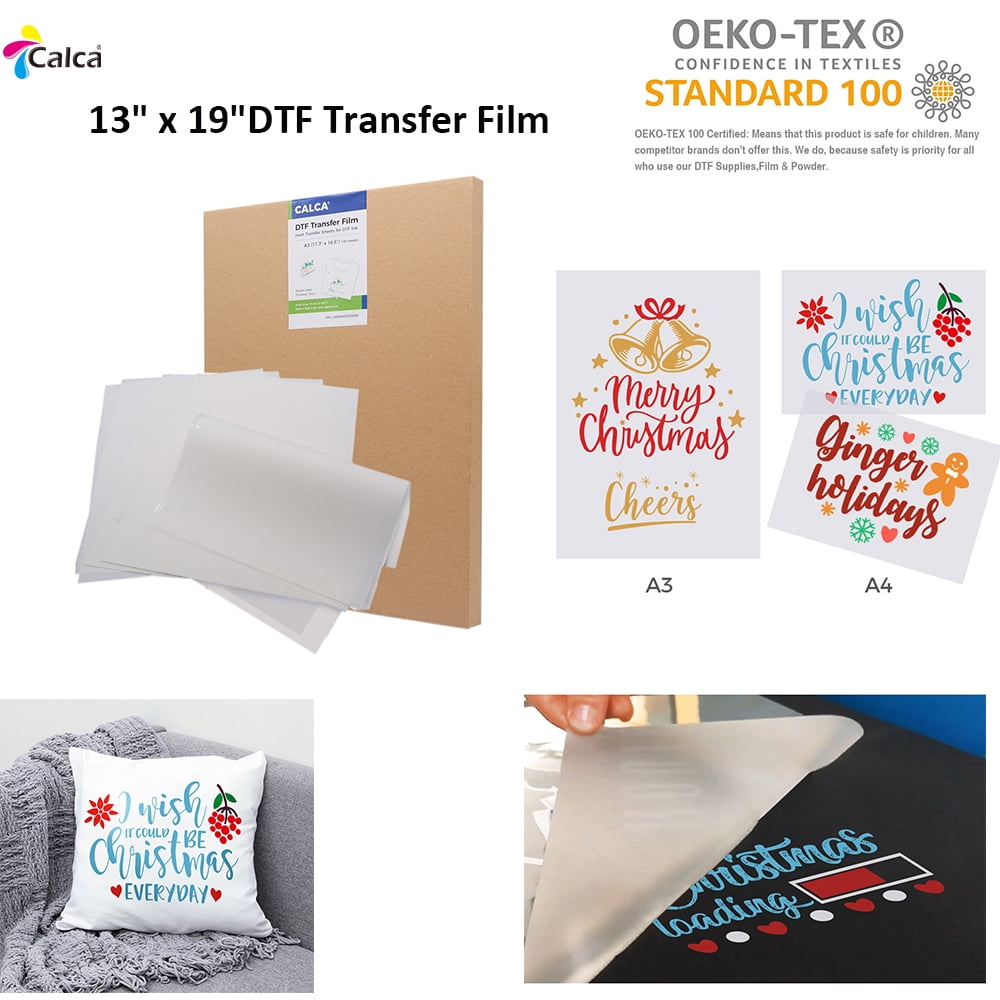 Cisinks Premium DTF Transfer Film 13x19 - A3 Plus Hot/Cold Peel 100 Sheets Matte Clear Pretreat Pet Heat Transfer Paper for DIY Direct Print on