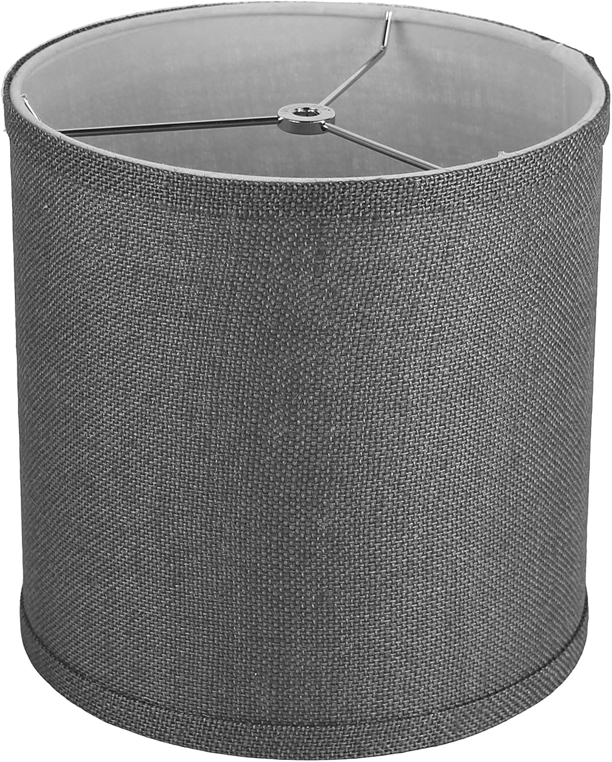 Urbanest Hardback Burlap Perfect Drum Lampshade – 10" Top x 10" Bottom x 10" Height – Grey Tone –Spider Fitter- Classic Lampshade for Table Lamps, Floor Lamps & Accent Lighting- 1 Piece