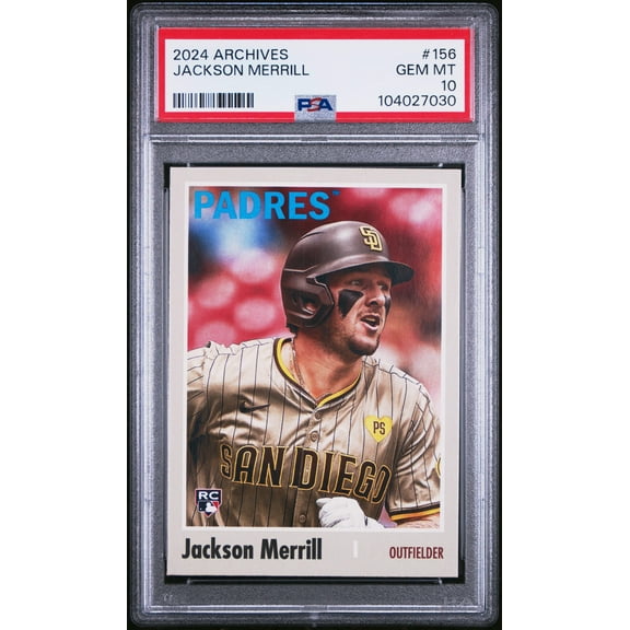 Graded 2024 Topps Archives Jackson Merrill #156 Rookie RC Baseball Card PSA 10 Gem Mint