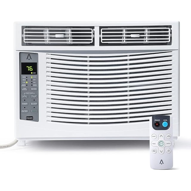 Ourlova 6000-BTU Window Air Conditioner Wi-Fi Enabled Up to 250 Sqf Window AC Units with Cool and Fan Functions Washable Filter Adjustable Window Kit Digital Temperature Display Remote Control