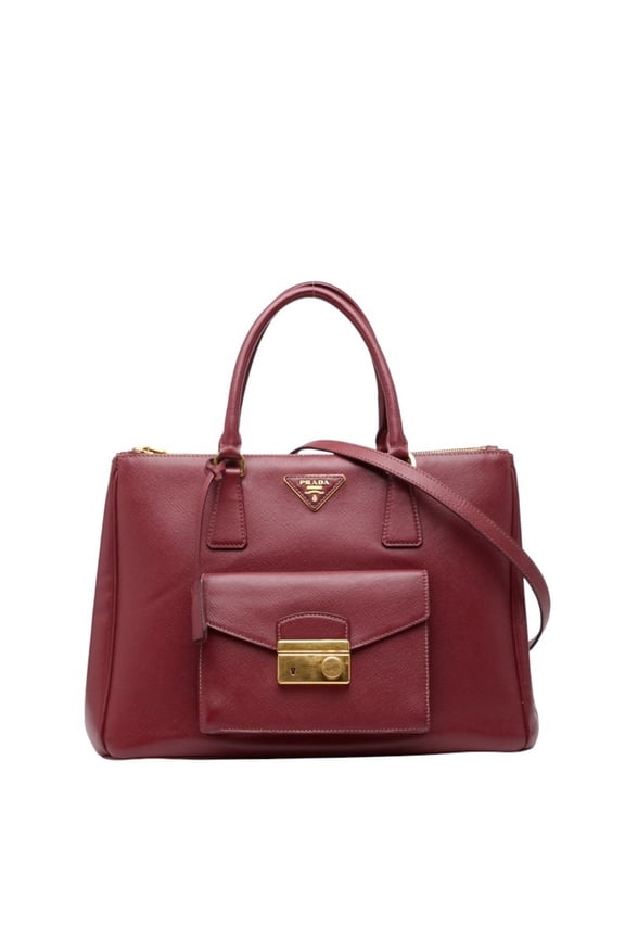 Pre-Owned Prada Triangle Logo Plate Handbag/Shoulder Bag, 2-Way, Wine Red/Bordeaux... (Good)