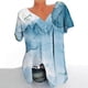 thumbnail image 1 of Fiudx Ropa de Mujer Blusa Estampada con Cuello En V y Mangas Cortas Informales para Mujer a La Moda, Blusas con Pliegues, 1 of 4