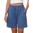 thumbnail image 2 of Women Sweat Shorts Summer Loose Athletic Short Drawstring Waist Lounge Running Shorts with Pockets, 2 of 8