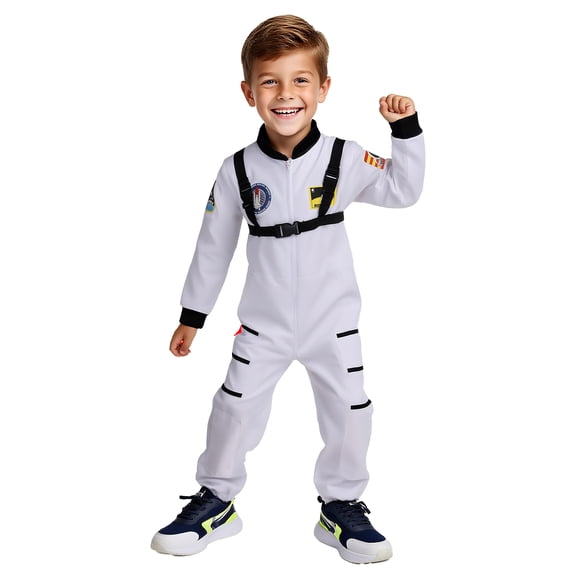 Kids Astronaut Jumpsuit Costume Children Space Pilot Cosplay Outfit for Halloween Spacemen Outfit