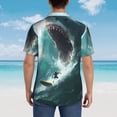 thumbnail image 4 of Pofeuu Surfing Shark Print Hawaiian Shirt for Men Sleeves Casual Button Down Summer Beach Dress Shirts T-Shirts,3X-Large, 4 of 7