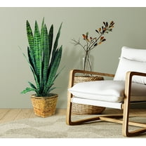 LCG Florals Artificial Plant, Snake Plant, 3.17 ft, Square Handwoven Basket