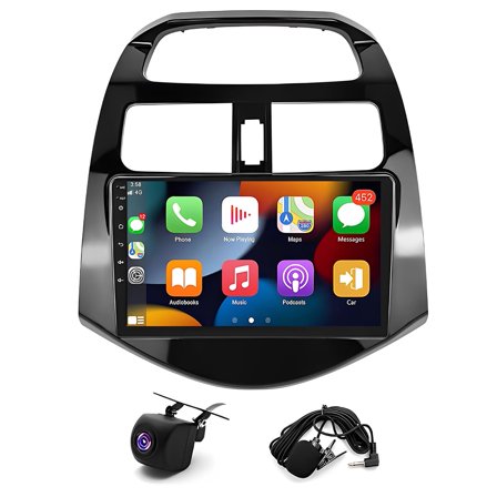 Molaner Car Radio Stereo for Chevy Chevrolet Spark 2010-2015 with Wireless Android Auto Carplay 9 inch Android 13 Touch Screen with SWC WiFi GPS Navigation DSP Bluetooth 2G 32G