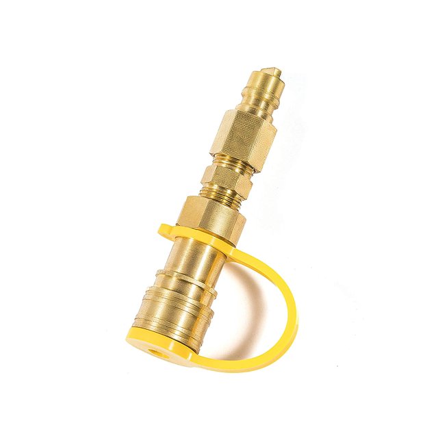 Grill Parts Zone Natural Gas Quick-Connect Kit 3/8" Male Pipe Thread x 3/8" Female Pipe Thread, Solid Bras