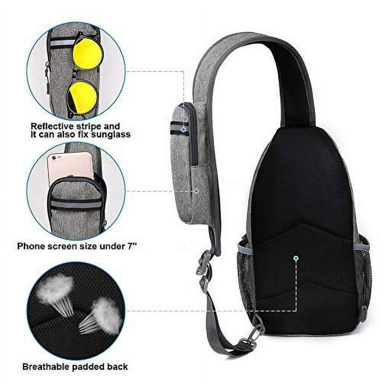 Waterfly Crossbody Sling Backpack Sling Bag Travel Hiking Chest Bag Daypack (Black)