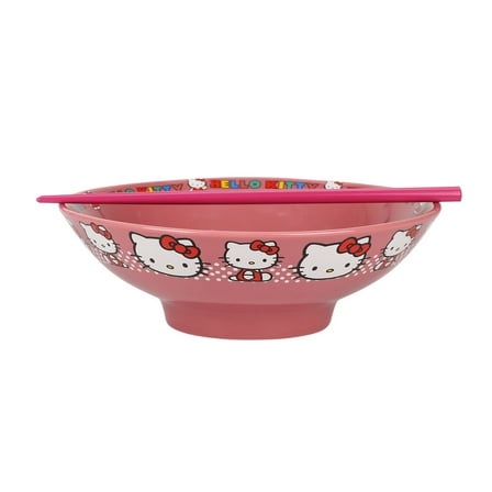 Hello Kitty Character Ceramic 30 Oz Ramen Bowl With Chopsticks