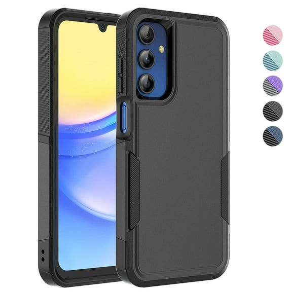 Shockproof Phone Case compatible with Samsung Galaxy A15 5G, Military Grade Heavy Duty Rugged Full Body Protective Cover, Black