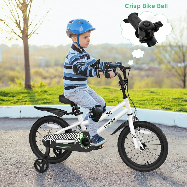 Prorider 16 Kid s Bike with Removable Training Wheels Basket for 4 7 Years Old White