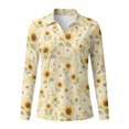 thumbnail image 4 of Xoenoiee Sunflower Daisy Bee Print Women's Golf Polo Shirt Long Sleeve Shirts V-Neck Collared Lightweight Blouses Breathable Athletic Tennis Shirts Moisture Wicking Quick Dry Workout Top, Size XS, 4 of 7