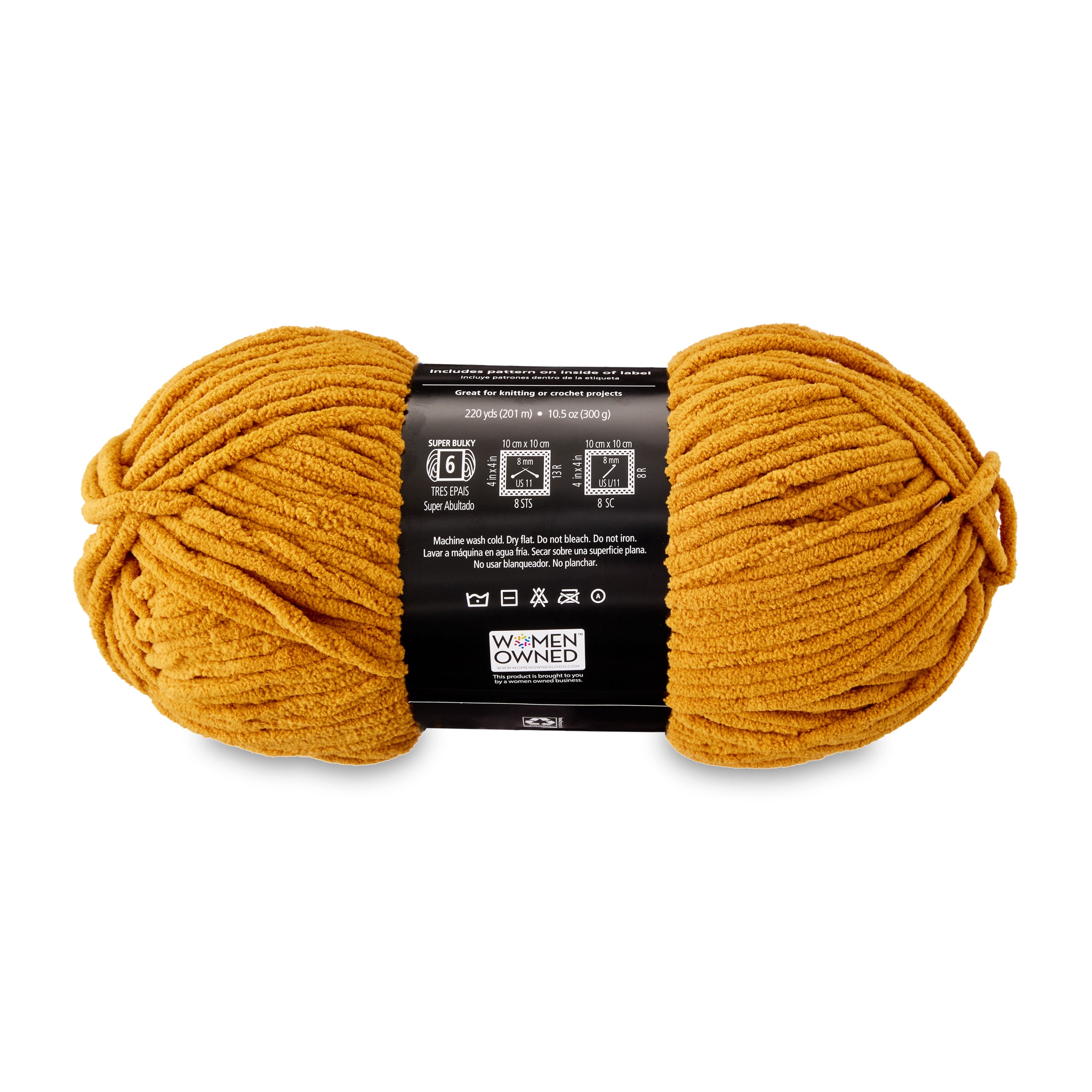 Mainstays Cozy Chenille Yarn, 220 yd, Spiced Maple, 100% Polyester, Bulky