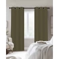 thumbnail image 3 of Sage Green Blackout Curtains 39 Inches Long, Brown Solid Color Simple Abstract Thermal Insulated Black Out Curtains, Short Darkening Window Curtain Drapes for Cafe Bedroom 27.5"x39" 2 Panels, 3 of 8