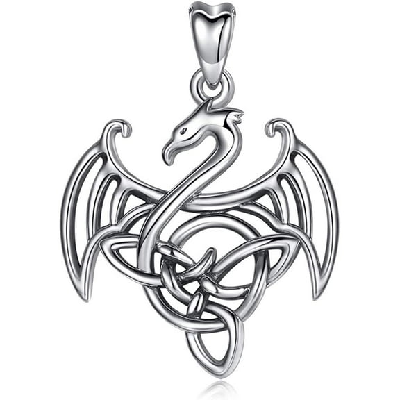 Jewelry Trends Celtic Dragon Guardian Sterling Silver Pendant Necklace 18"