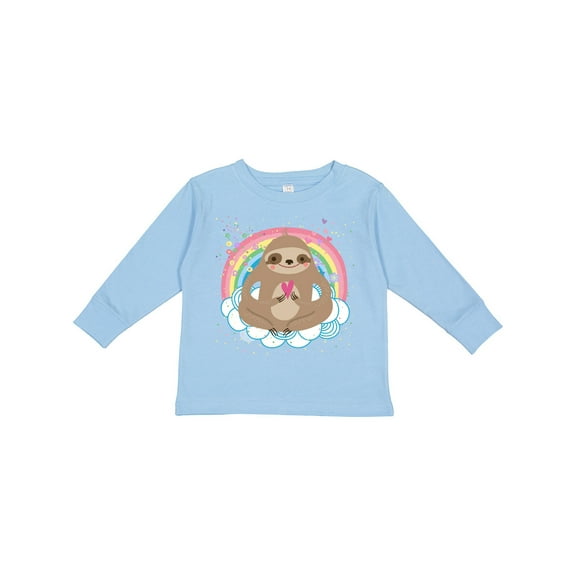 Inktastic Sloth Yoga Rainbow Girls Long Sleeve Toddler T-Shirt