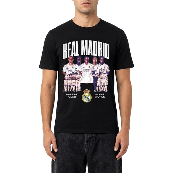 Icon Sports Officially Licensed Real Madrid CF Cotton T-Shirt - Unisex Adult - RMD766CT Black M