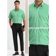 thumbnail image 4 of Unique Bargains Men's Checked Shirts Short Sleeves Button Formal Plaid Dress Shirt M Green, 4 of 6