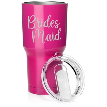 

Smooth Body Tumbler Stainless Steel Vacuum Insulated Travel Mug Cup Gift Bridesmaid (30 oz Hot Pink)