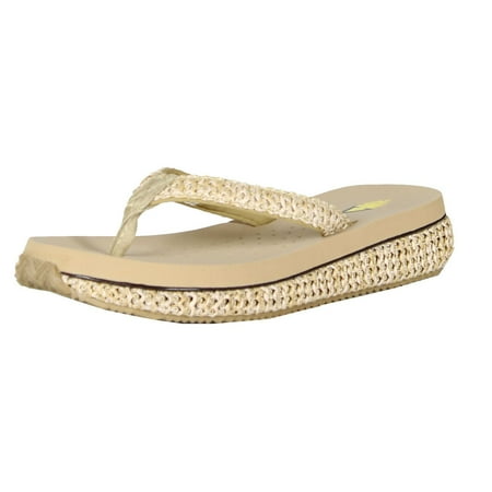 

Volatile Womens Palau Wedge Flip Flop Sandals Natural 10