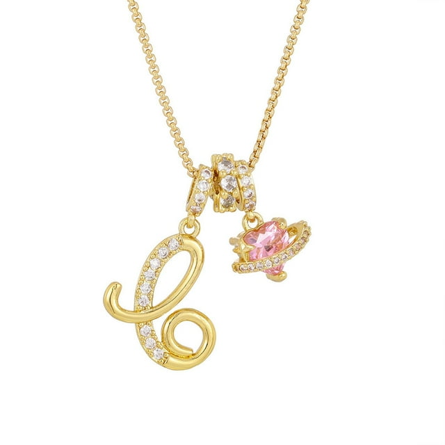 Regalos de Navidad y cumpleaños para mujer, collares con iniciales doradas, colgante de letra redonda en capas, collares dorados, collares personalizados de 3 capas y con corazón en oro rosa, 26 ador