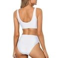 thumbnail image 3 of MKLEKYY Trajes De Baño Mujer 2 Piezas Women Two Piece Neck Bikini Crop Top High Cut Swimsuit Sporty High Waisted Bathing Suit With Bottoms, 3 of 5