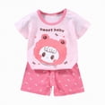 thumbnail image 4 of mgoYE Baby Girl Clothes 12 Months Girl Summer Short Set Cotton Outfits Short Sleeveless Tee T Shirt Tank Top Shorts Pant 2PC Set|Pink 7-8 Years, 4 of 4
