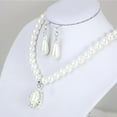 thumbnail image 2 of 1PC Elegant Pearl Crystal Drop Earrings Chain Necklace Wedding Party Jewelry Set, 2 of 6