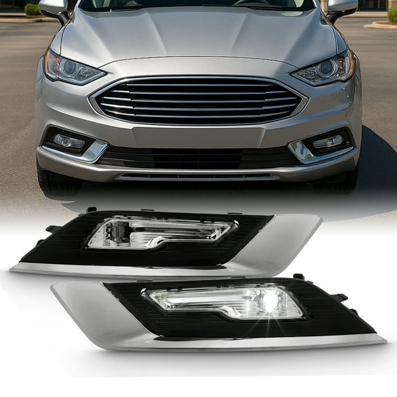 AKKON - Fits 2017 2018 2019 Ford Fusion LED Chrome Fog Lights Driving Lamp Pair w/ Wiring Harness Switch Accessories
