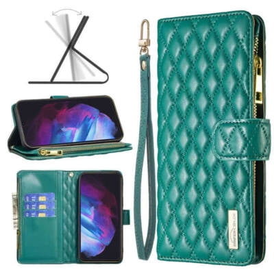 Samsung Leather Case Card Holder for Samsung Galaxy S23 Ultra wallet Case Cover - Green