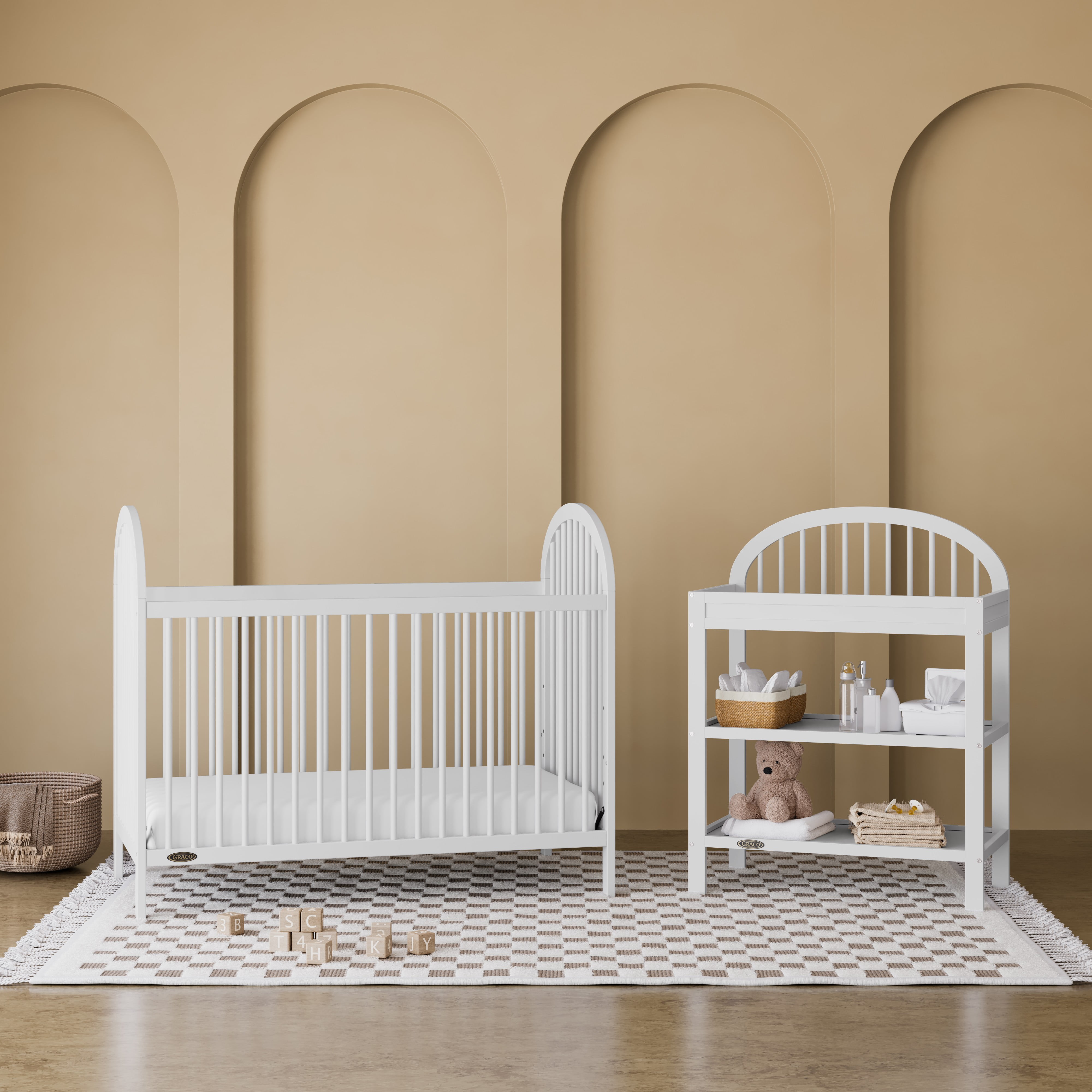 Graco Olivia Infant Wood Changing Table with Changing Pad, White