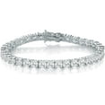 thumbnail image 5 of GEMSME 18K White Gold Plated Tennis Necklace/Bracelet/Stud Earrings/Band Ring Sets Hypoallergenic Jewelry Pack of 4, 5 of 5