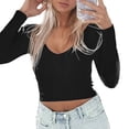 thumbnail image 6 of KelaJuan Women Short Shirt, Long Sleeve Solid Color Crop Party Street Spring Fall Short Wrapped Tops, 6 of 6